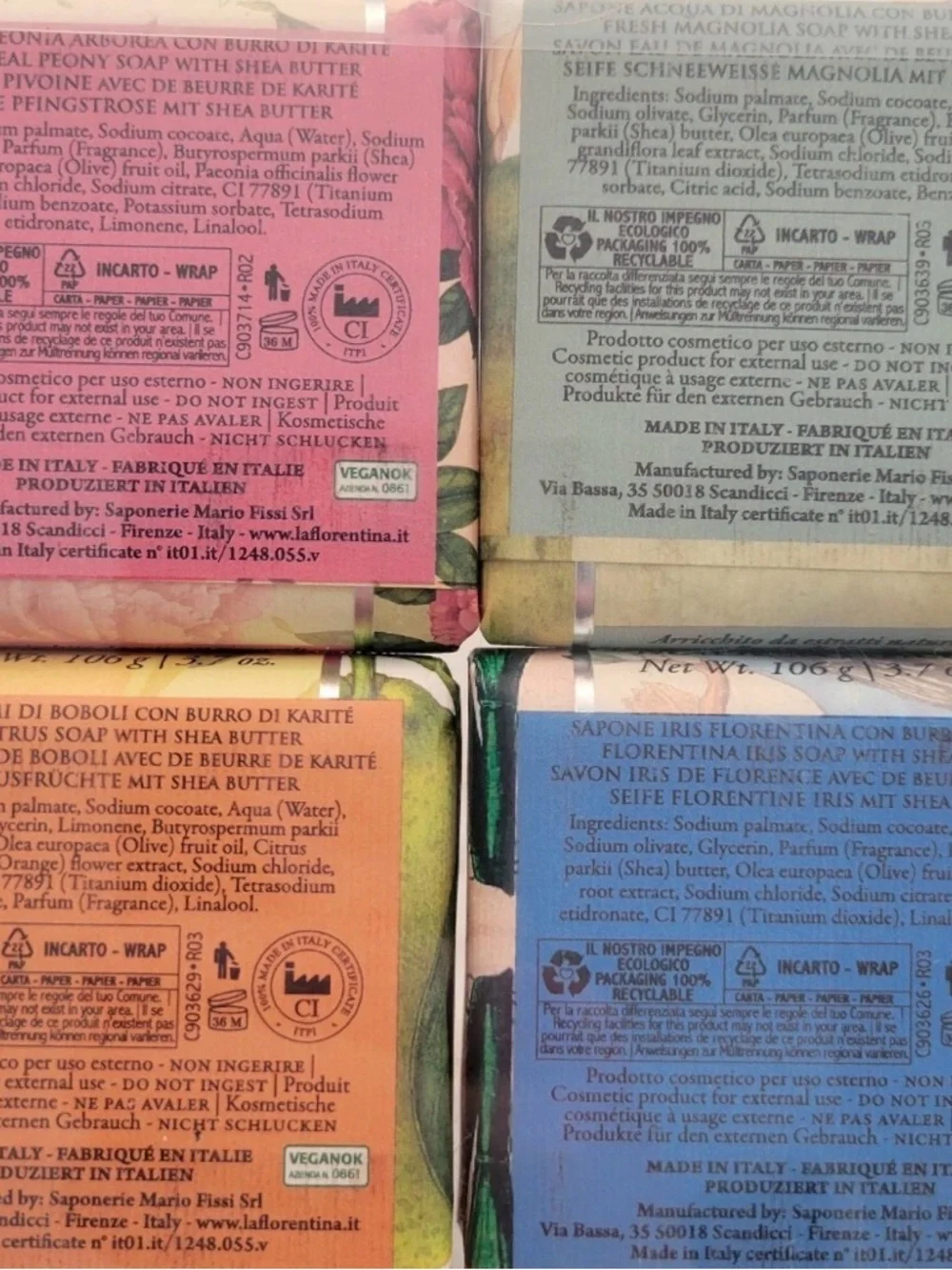 La Florentina Luxury Italian Soap Collection Gift Set 6 x 3.7 Oz Bars Lavender